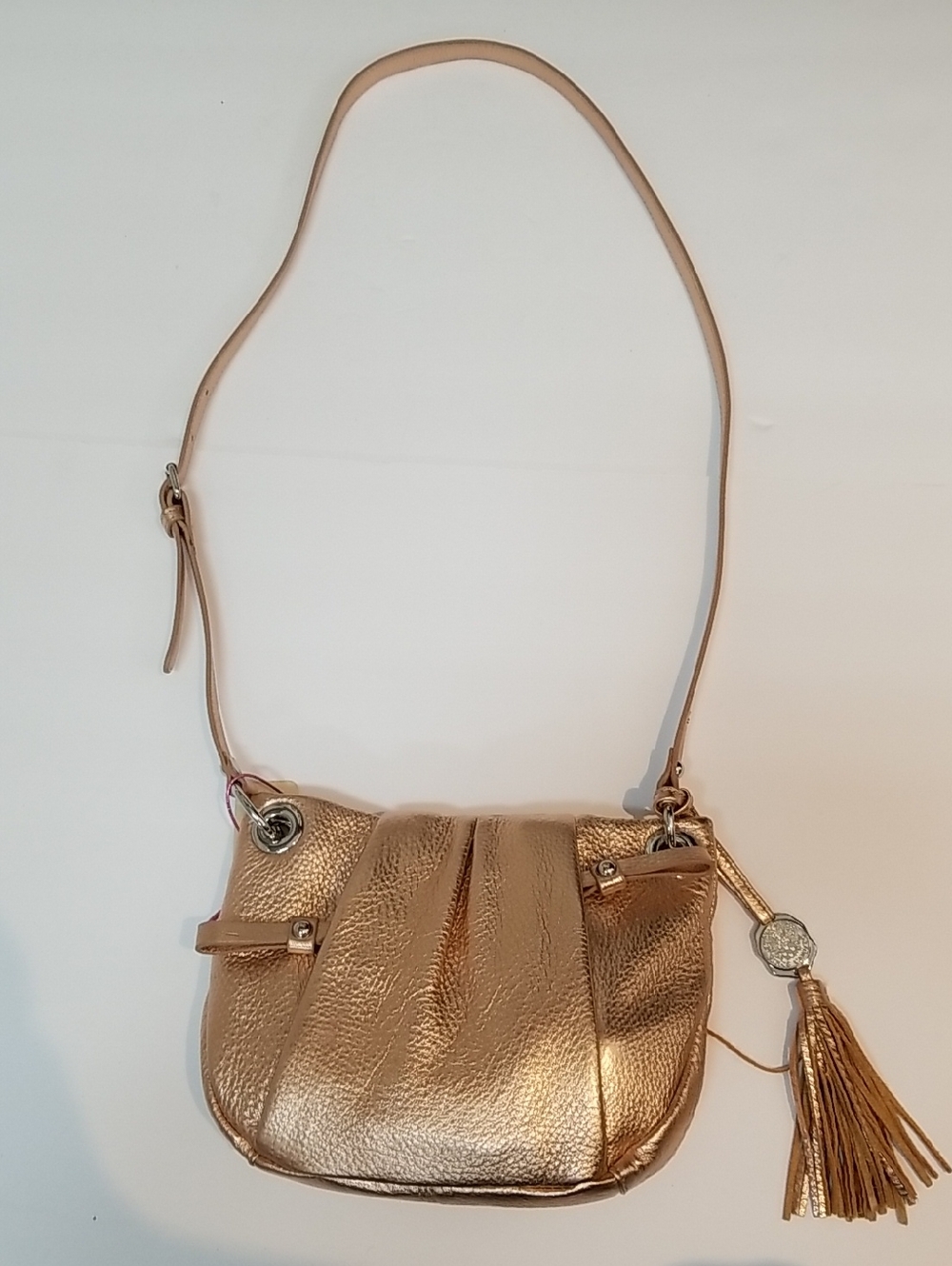 Vince Camuto Metallic Gold Crossbody with Tassel Charm